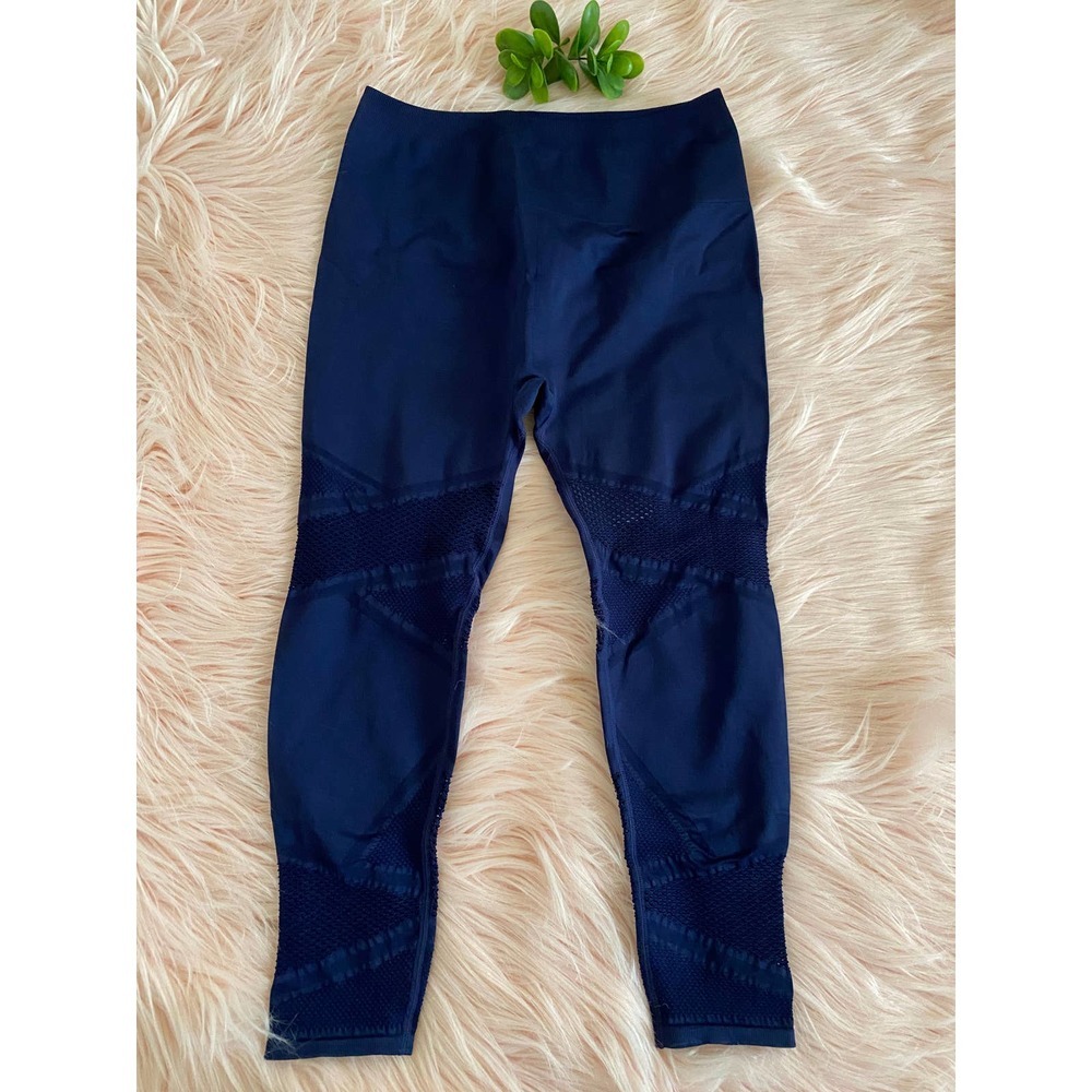 NEW Fabletics Mosaic High-Waisted 7/8 Leggings Large Navy Retail $49.95